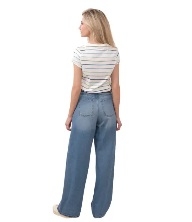 Lighthouse Ladies Causeway T Shirt Blue Sage Stripe