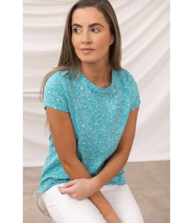 Lighthouse Ladies Causeway T Shirt Teal Floral