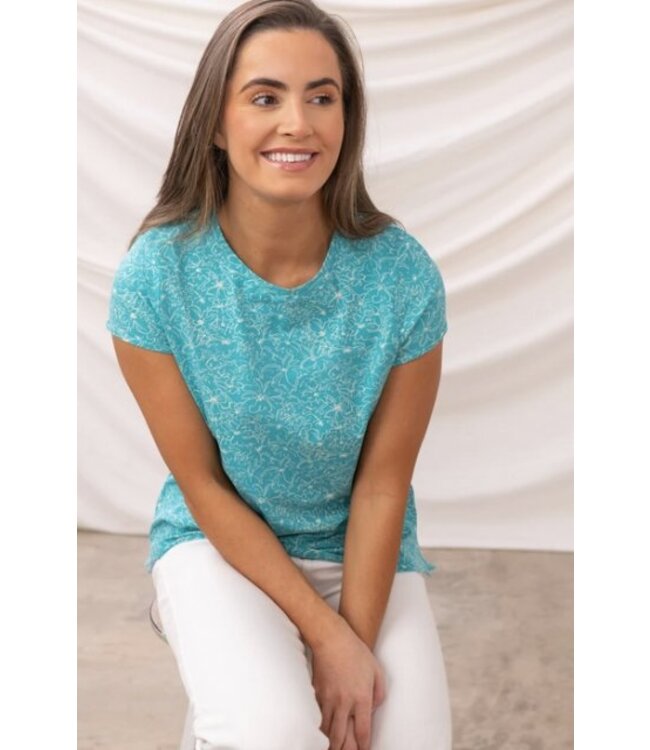 Lighthouse Ladies Causeway T Shirt Teal Floral