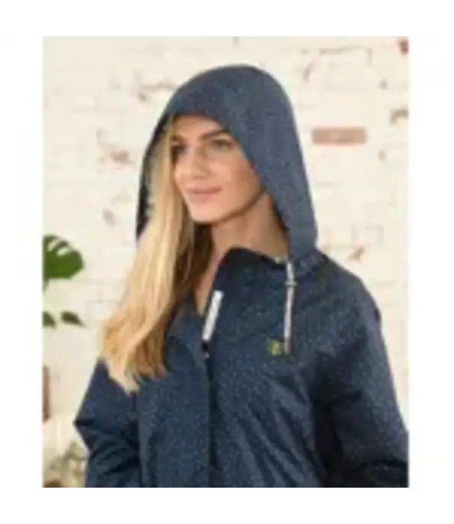 Lighthouse Ladies Beachcomber Long Coat Navy Dot