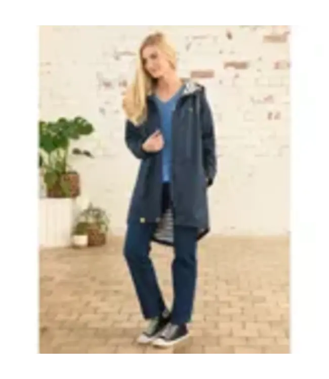 Lighthouse Ladies Beachcomber Long Coat Navy Dot