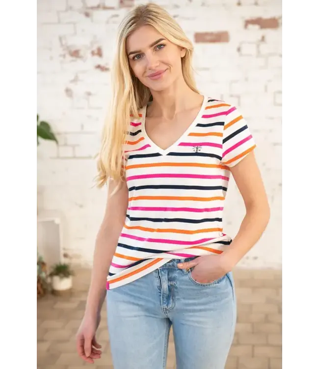 Lighthouse Ladies Ariana Tee Orange / Pink Stripe