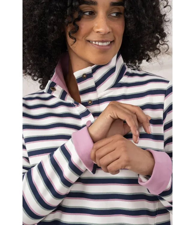 Lighthouse Haven II Jersey Navy Sage Rose Stripe