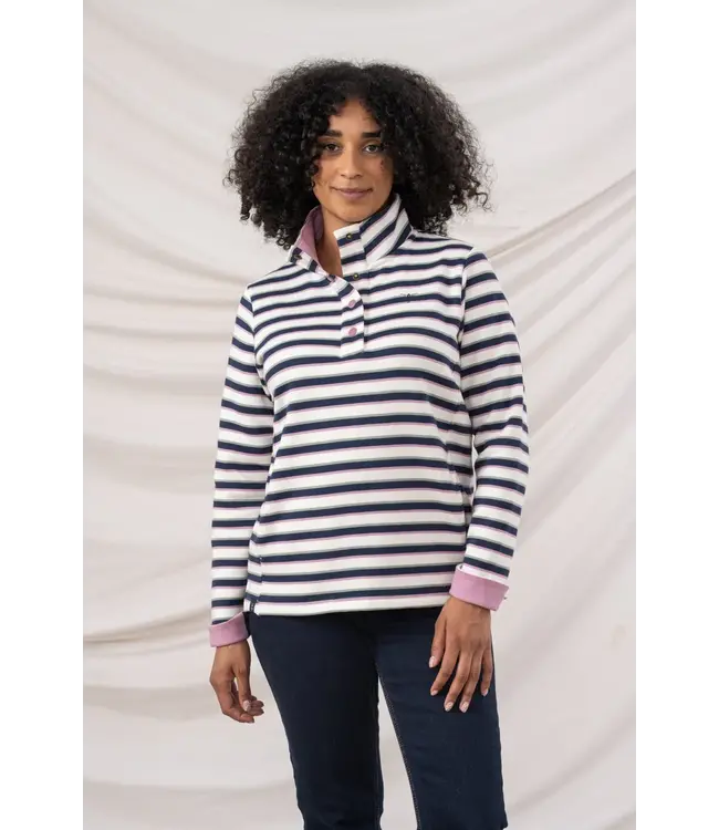 Lighthouse Haven II Jersey Navy Sage Rose Stripe