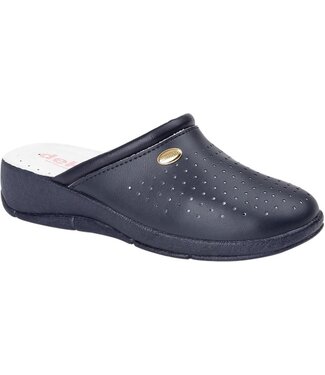 Navy Leather Clog