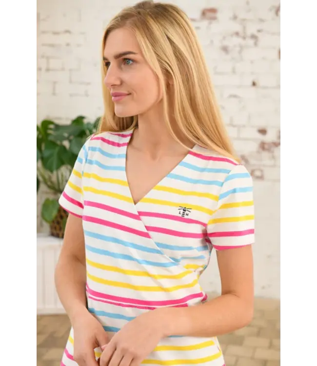 Lighthouse Lena Dress Pink / Sky Blue Stripe