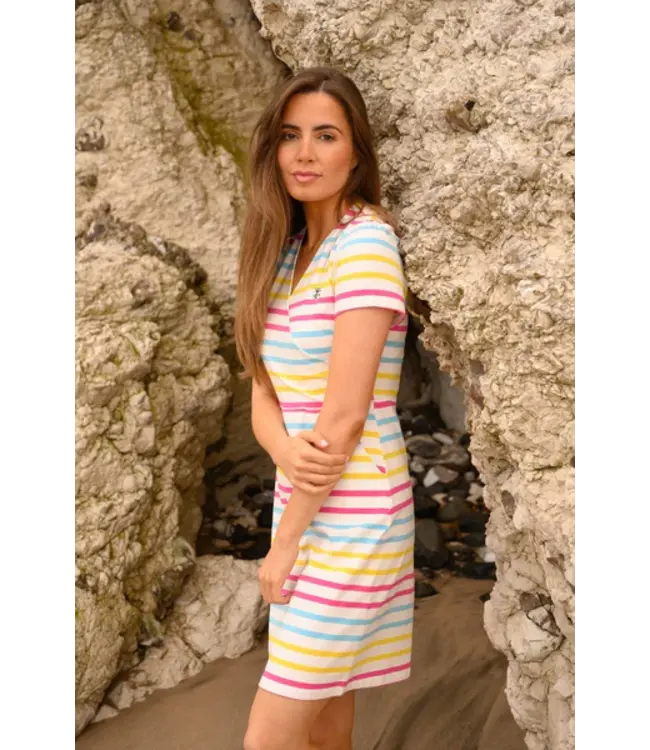 Lighthouse Lena Dress Pink / Sky Blue Stripe