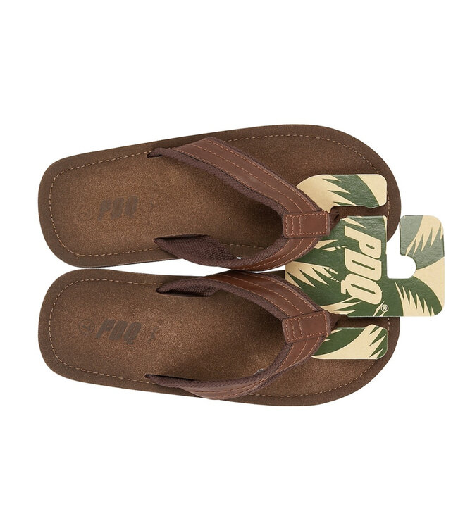 PDQ Mens Brown Flip Flops