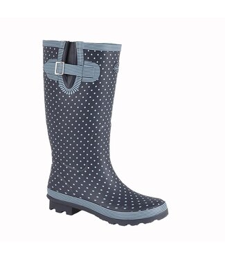 Stormwell Navy & Pale Blue Polka Dot Wellington Boot
