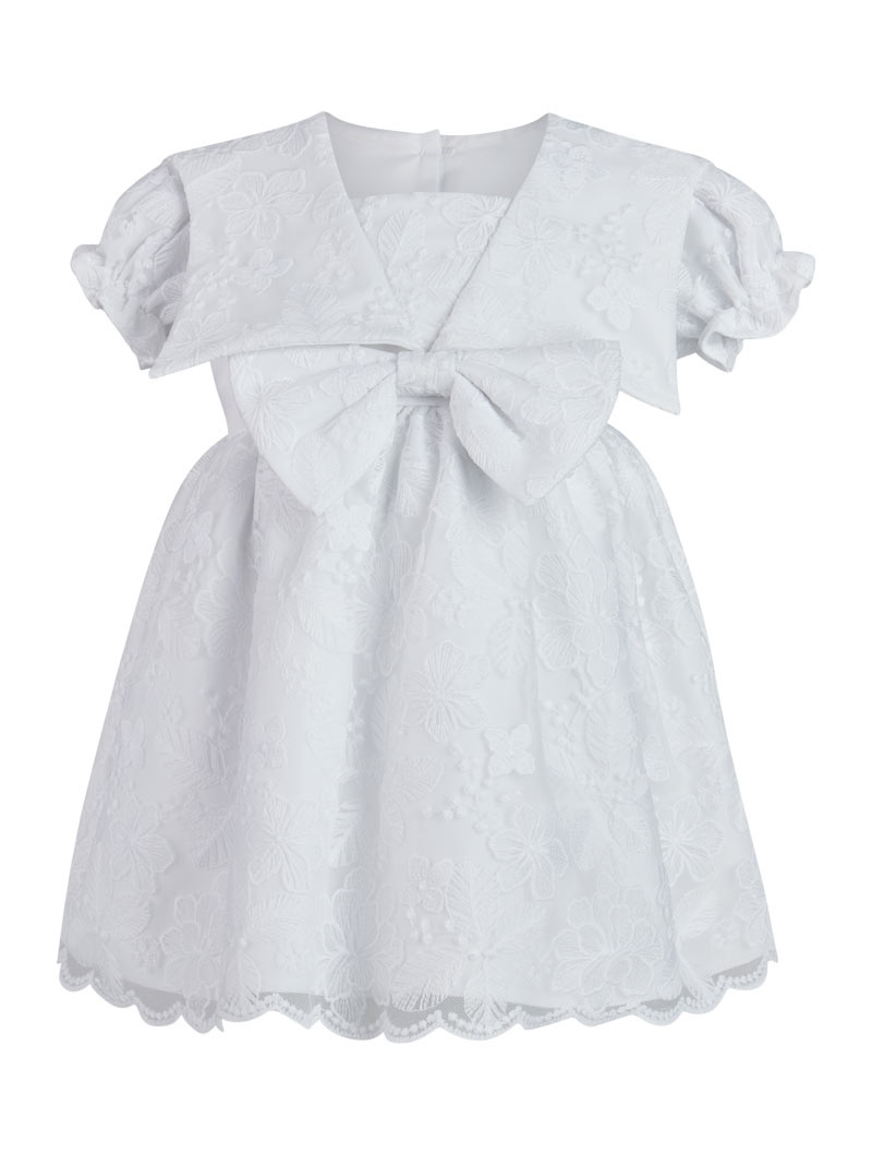 Baby Mädchen Weiß Taufkleid Mit Spitzenverzierung
