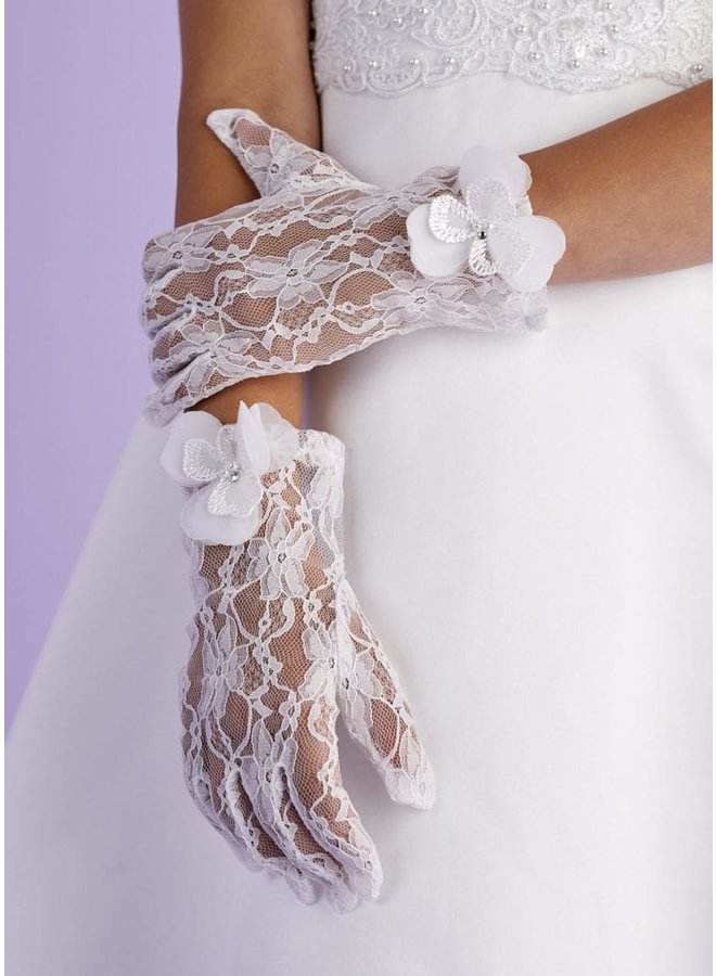 Erstkommunion-Spitzenhandschuhe, weiß