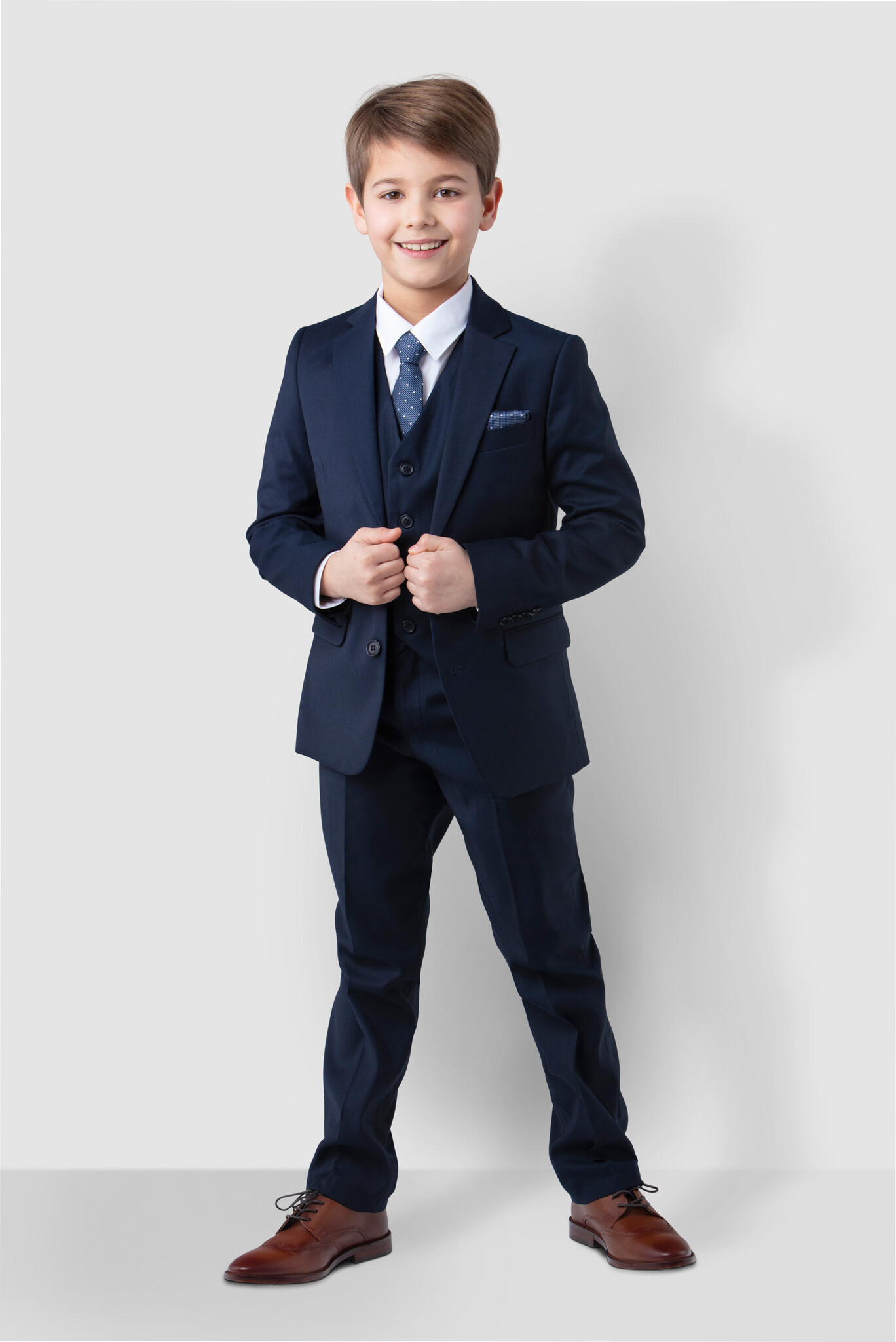 Luxuriöser Jungen Anzug, Dunkelblau Melli-Trends 6-teilig, - in