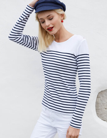Shirt gestreept lange mouw navy dames