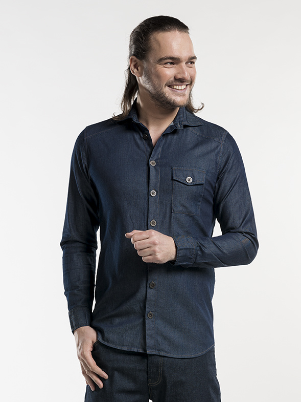 Heren shirt denim stretch