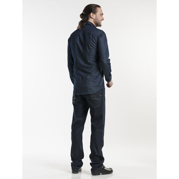 Chaud Devant Heren shirt denim stretch blue