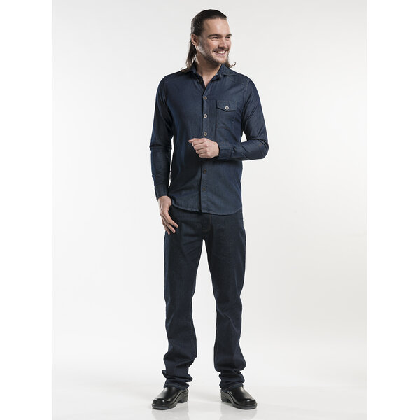 Chaud Devant Heren shirt denim stretch blue