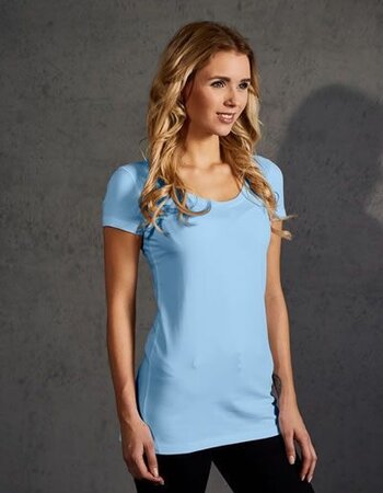 Dames Slim Fit V-Neck-T-shirt extra lang - 6 kleuren