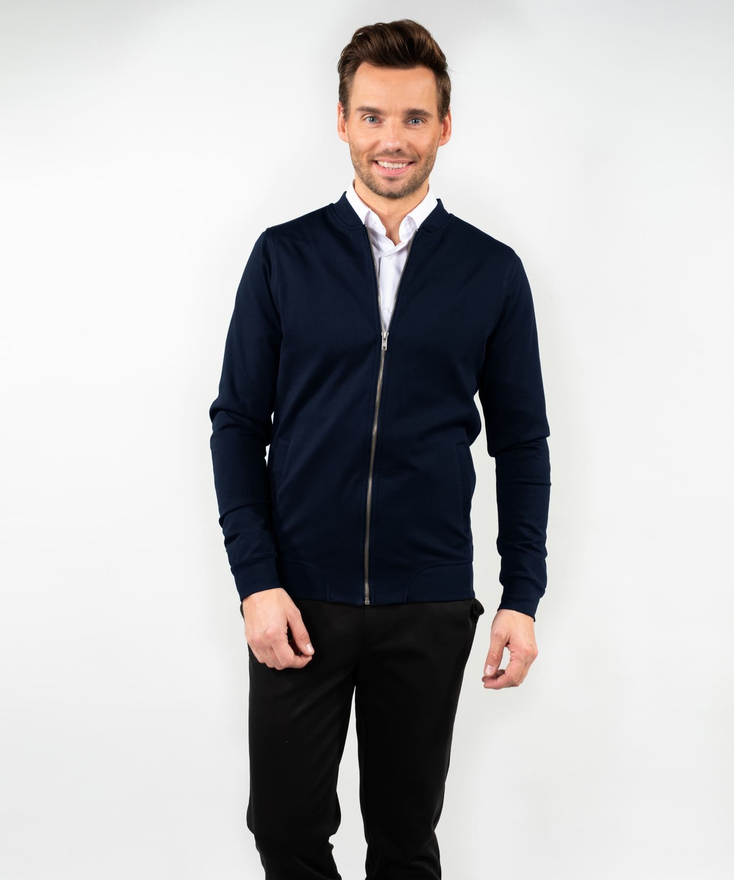 Bomberjack stretch sweat blauw of zwart