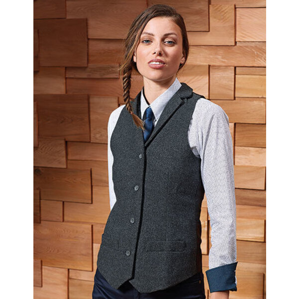 Premier Gilet Herringbone  dames in bruin, blauw of grijs