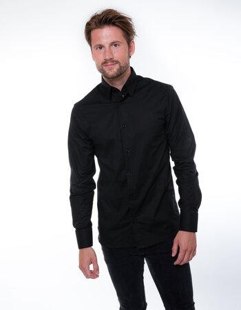 Overhemd heren denver zwart stretch