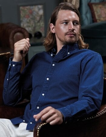 Denim look Casual Twill heren hemd