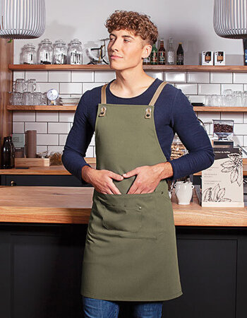 Bib Apron schort Urban-Nature met Cross Straps en grote zak