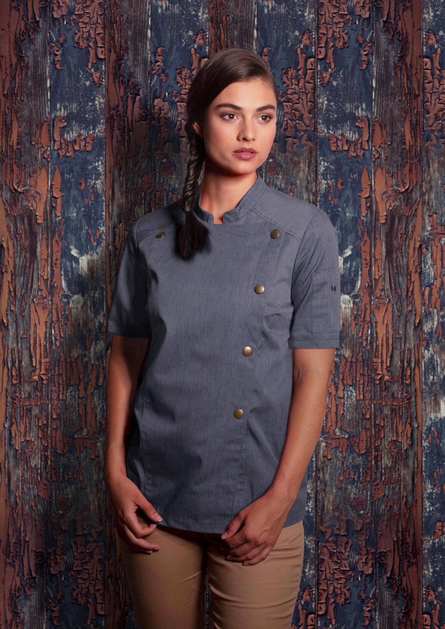 Jeans Style Short sleeve Chef jacket - dames