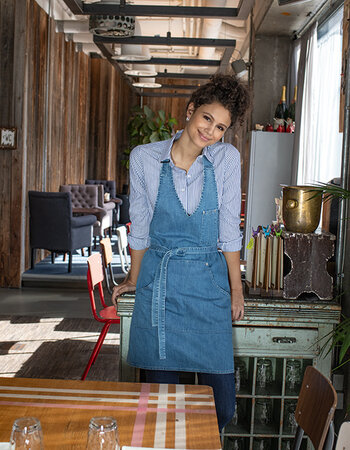 Dames halterschort denim
