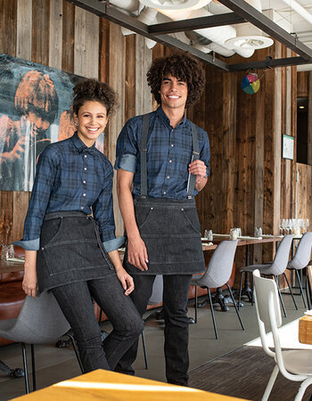 Korte denim sloof met stretch