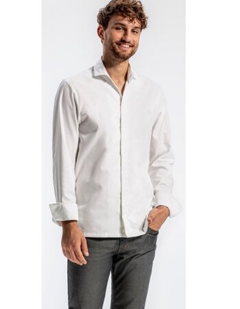 Fairtrade getailleerde heren koksbuis wit
