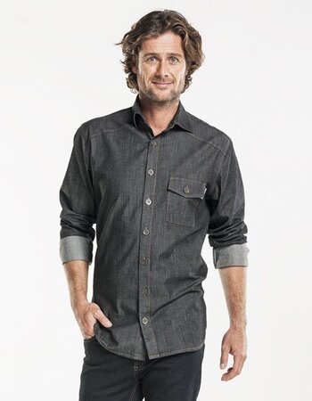 Heren spijkerblouse stretch zwart
