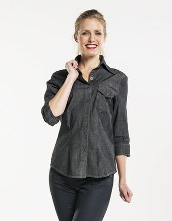 Dames spijkerblouse stretch zwart