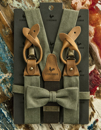 Set vlinderdas en bretels denim in 9 kleuren