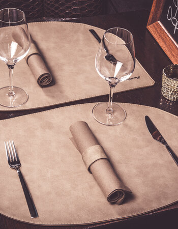 Placemat druppel vorm - vintage - ecoleder in vele kleuren