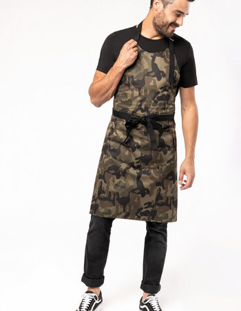 Schort 60 graden wasbaar in leger print