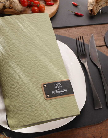 Menukaart Chef leer 1/2 A4 in 8 kleuren