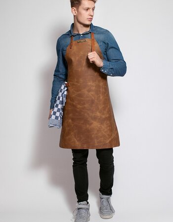 Leren schort BBQ  in 4 kleuren