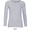 Sols Gestreept shirt lange mouw dames rood of navy