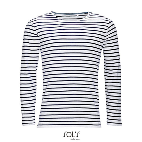 Sols Gestreept shirt lange mouw heren rood of navy