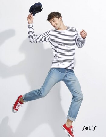 BESTSELLER: Gestreepte Long Sleeve heren rood of navy