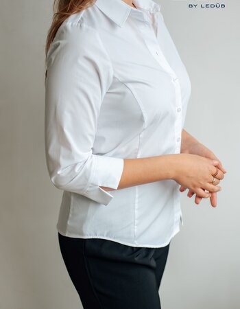 Blouse wit 3/4 mouw - 60 graden wasbaar.