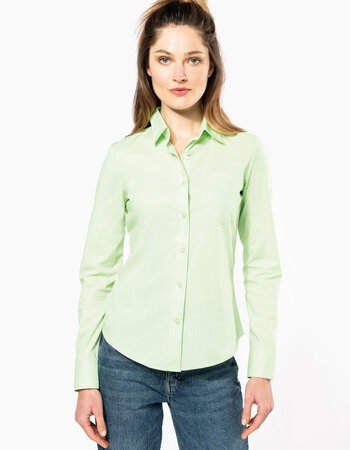 Dames Blouse Lange mouw Easy Care Bruin / Zand / Groen tintent