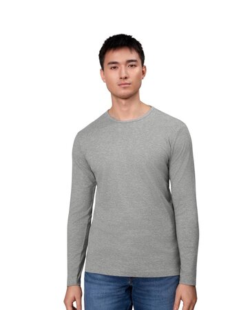 Heren longsleeve slimfit met ronde hals