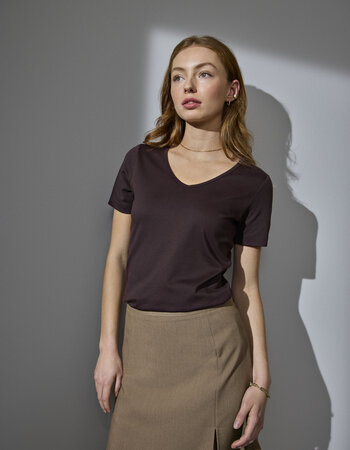 Interlock T-shirt v-hals - Mooie stevige kwaliteit