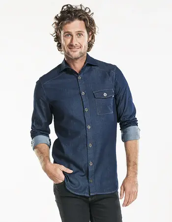 Heren shirt denim stretch Blue