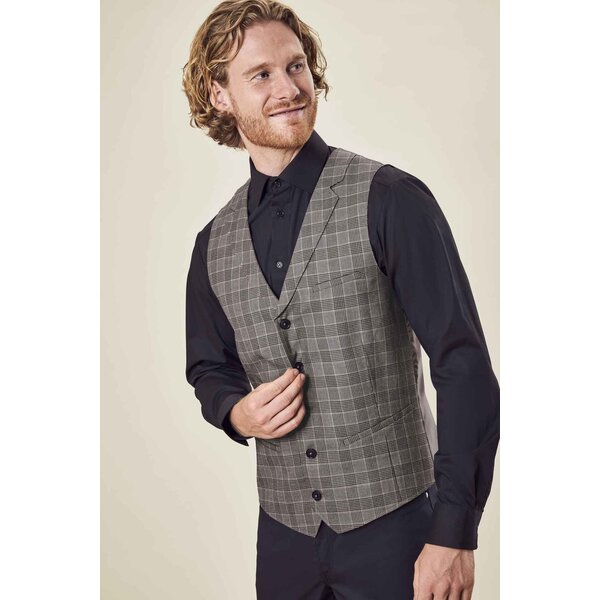 Greiff Gilet heren met ruit grijs