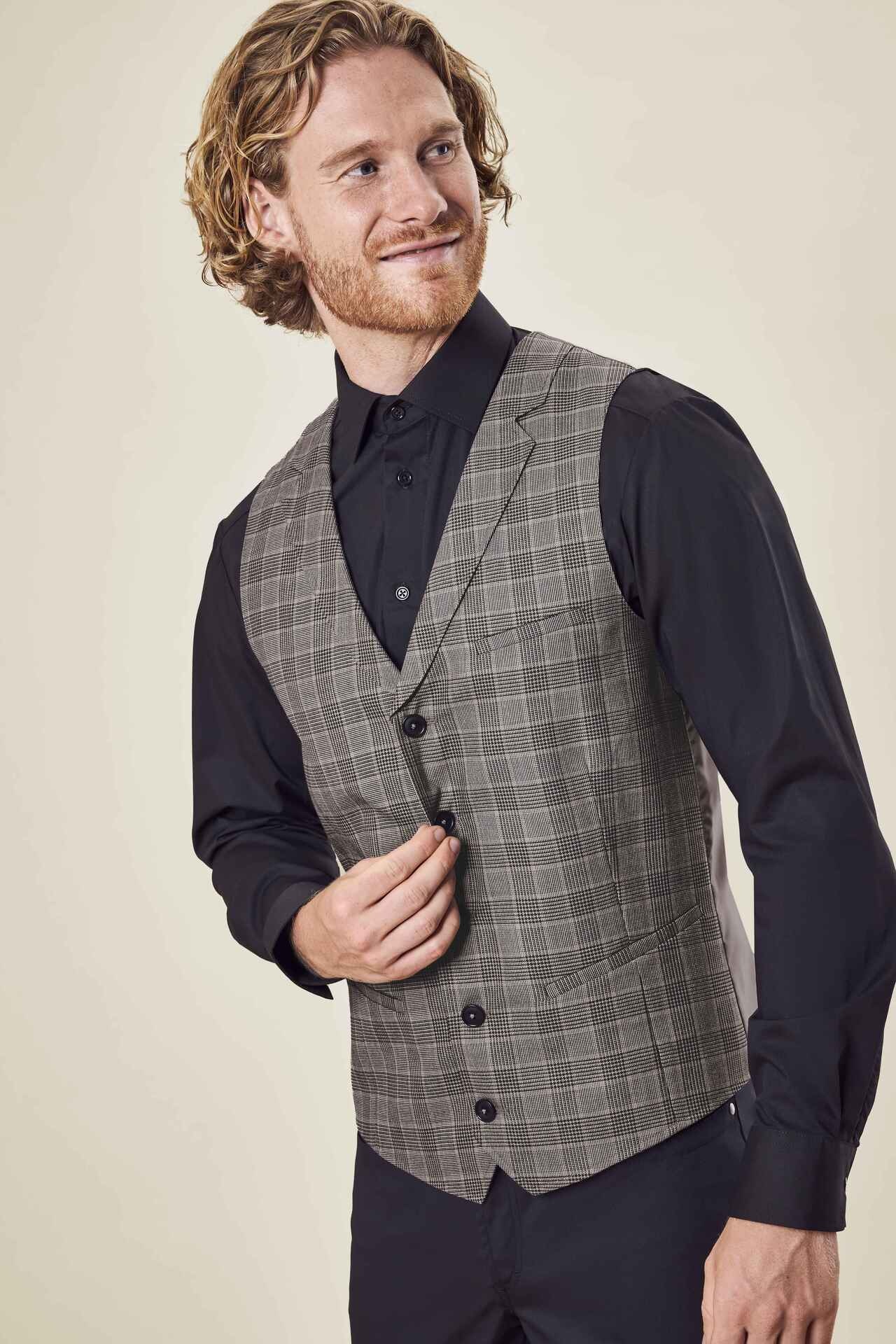 Gilet heren met ruit grijs