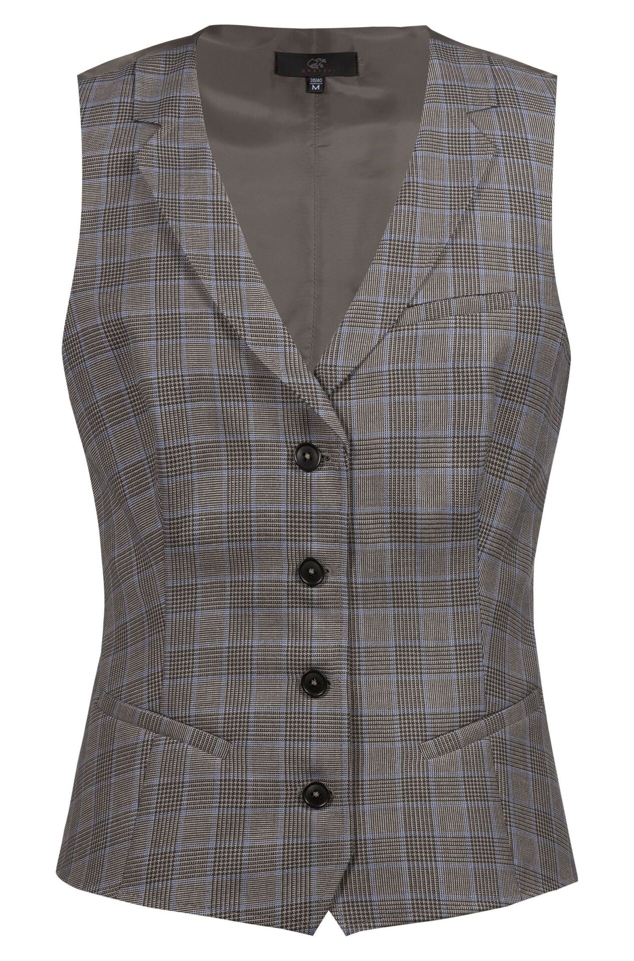 Gilet dames met ruit grijs