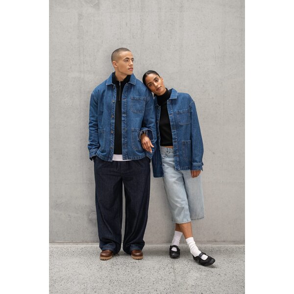 Native Spirit Ecologische uniseks jeansjas met afhangende schouders