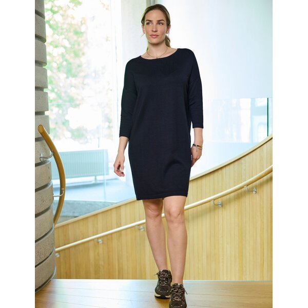 Clipper A/S Dames jurk "Paris"  met bootkraag in zwart